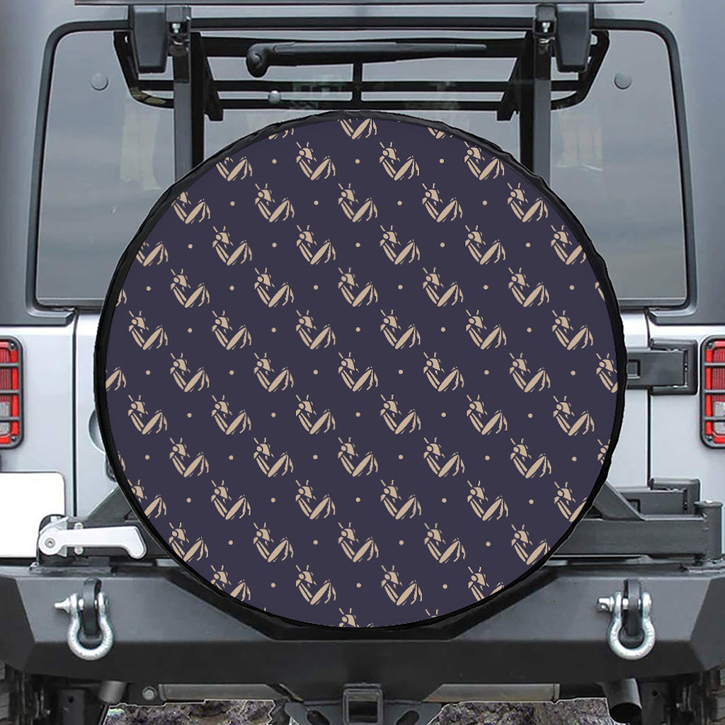 Blue And Beige Mantis Pattern Print Tire Cover