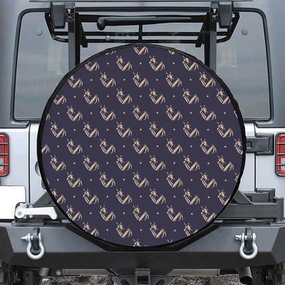 Blue And Beige Mantis Pattern Print Tire Cover