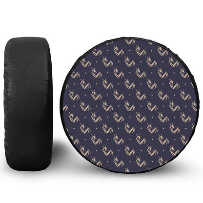 Blue And Beige Mantis Pattern Print Tire Cover
