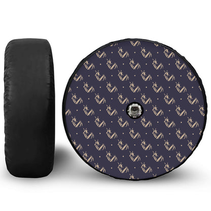 Blue And Beige Mantis Pattern Print Tire Cover With Camera Hole