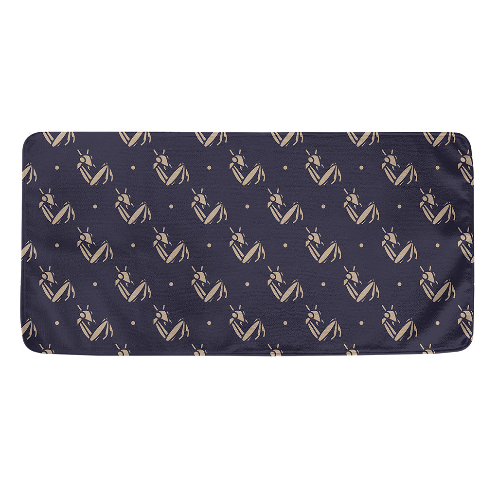 Blue And Beige Mantis Pattern Print Towel