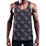 Blue And Beige Mantis Pattern Print Training Tank Top