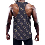 Blue And Beige Mantis Pattern Print Training Tank Top