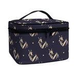 Blue And Beige Mantis Pattern Print Travel Makeup Bag