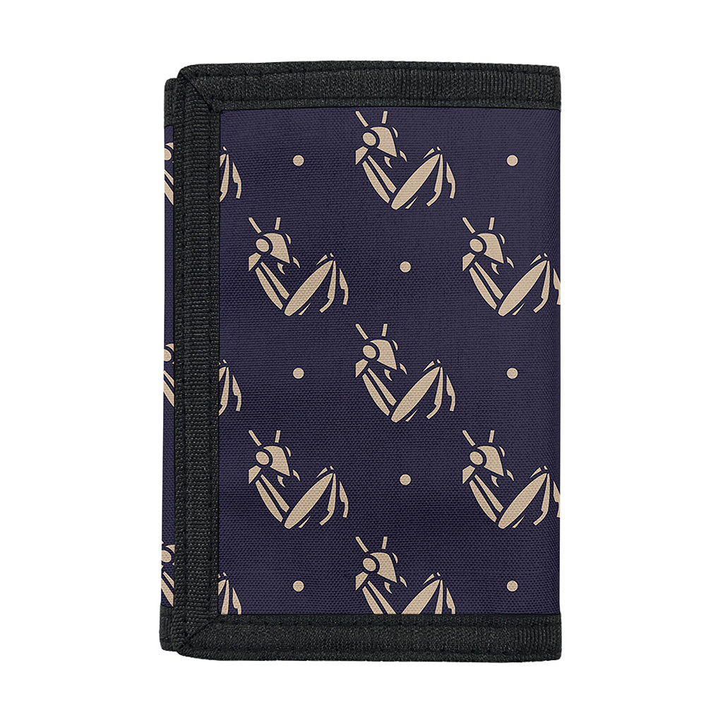 Blue And Beige Mantis Pattern Print Trifold Wallet