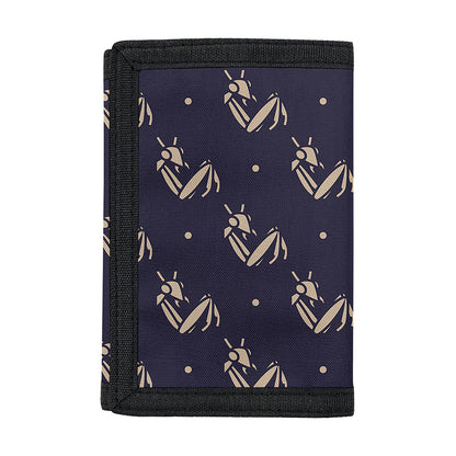 Blue And Beige Mantis Pattern Print Trifold Wallet