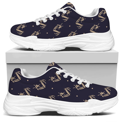 Blue And Beige Mantis Pattern Print White Chunky Shoes