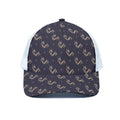 Blue And Beige Mantis Pattern Print White Mesh Trucker Hat