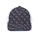 Blue And Beige Mantis Pattern Print White Mesh Trucker Cap
