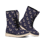 Blue And Beige Mantis Pattern Print Winter Boots