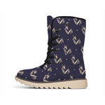 Blue And Beige Mantis Pattern Print Winter Boots
