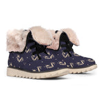 Blue And Beige Mantis Pattern Print Winter Boots