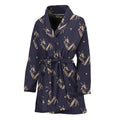 Blue And Beige Mantis Pattern Print Women's Bathrobe