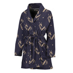Blue And Beige Mantis Pattern Print Women's Bathrobe