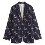 Blue And Beige Mantis Pattern Print Women's Blazer