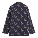 Blue And Beige Mantis Pattern Print Women's Blazer