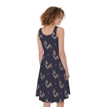 Blue And Beige Mantis Pattern Print Women's Sleeveless Dress