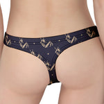 Blue And Beige Mantis Pattern Print Women's Thong
