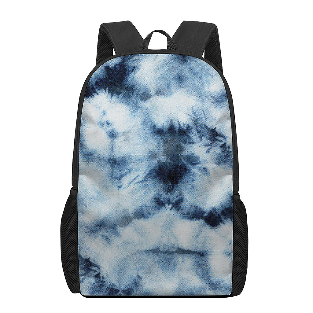Blue And Black Acid Wash Tie Dye Print 17 Inch Backpack