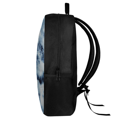 Blue And Black Acid Wash Tie Dye Print 17 Inch Backpack
