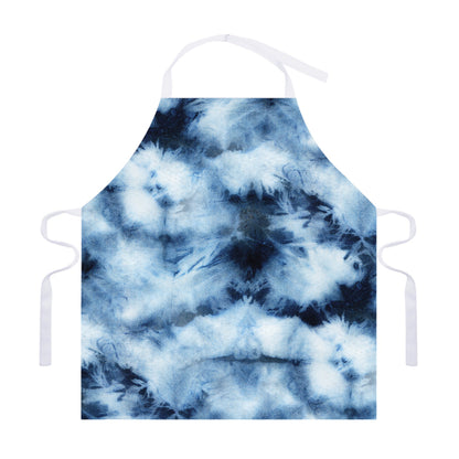 Blue And Black Acid Wash Tie Dye Print Adjustable Apron