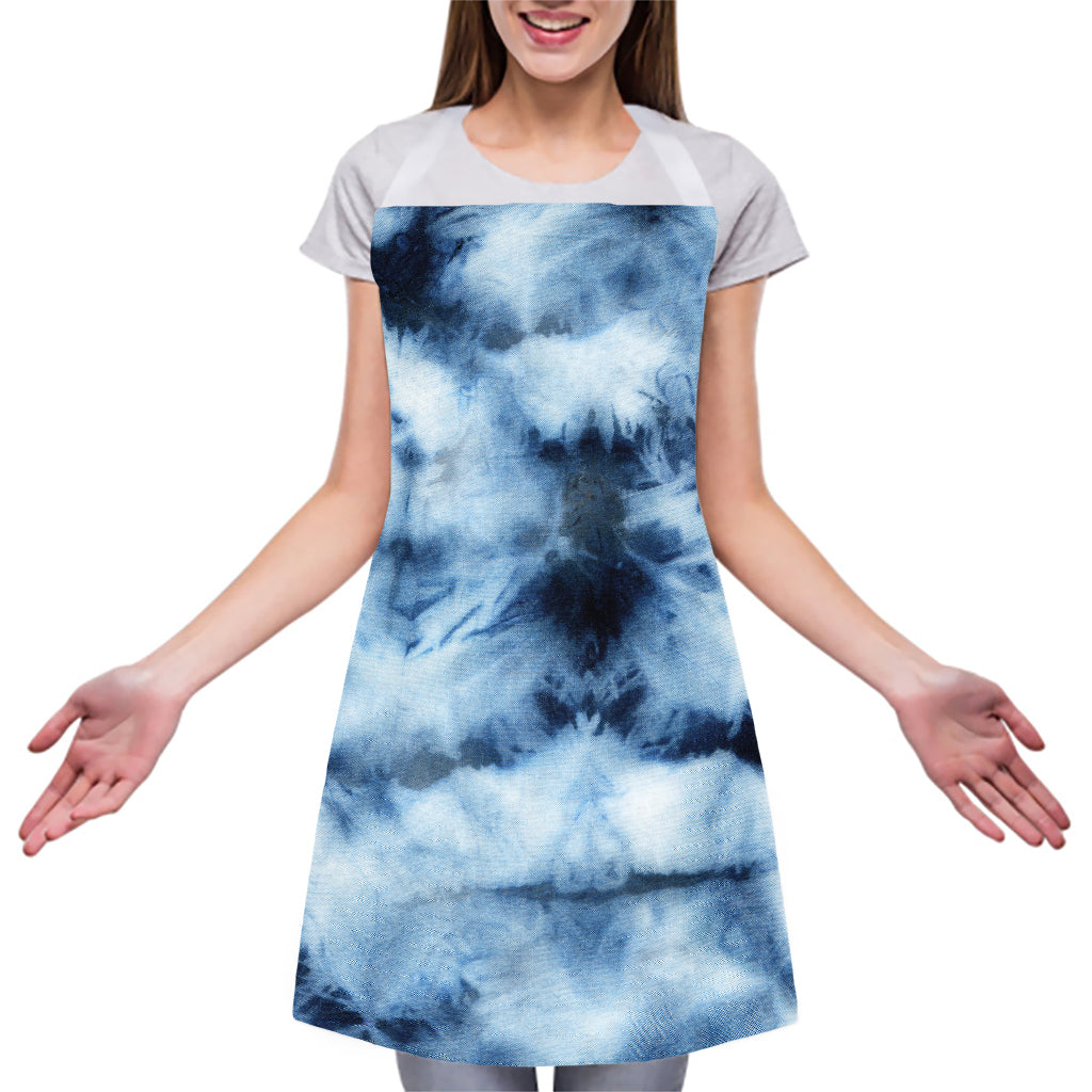 Blue And Black Acid Wash Tie Dye Print Adjustable Apron