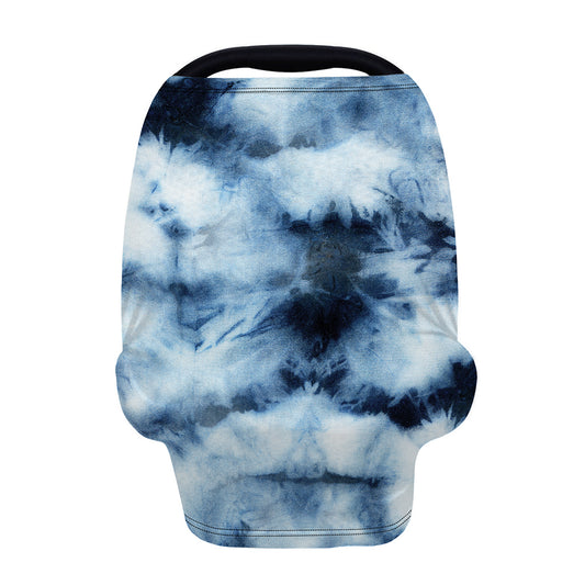 Blue And Black Acid Wash Tie Dye Print Baby Seat Cover