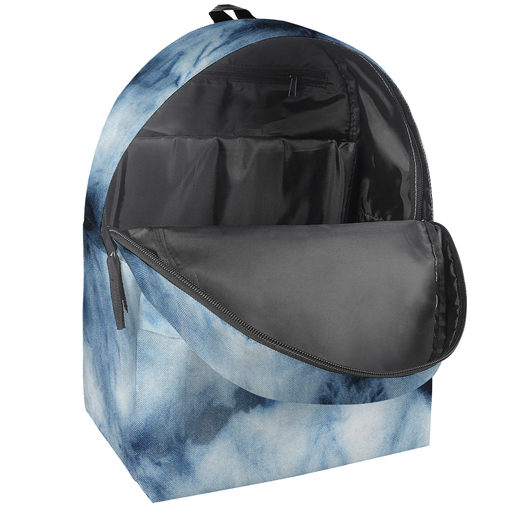 Blue And Black Acid Wash Tie Dye Print Backpack