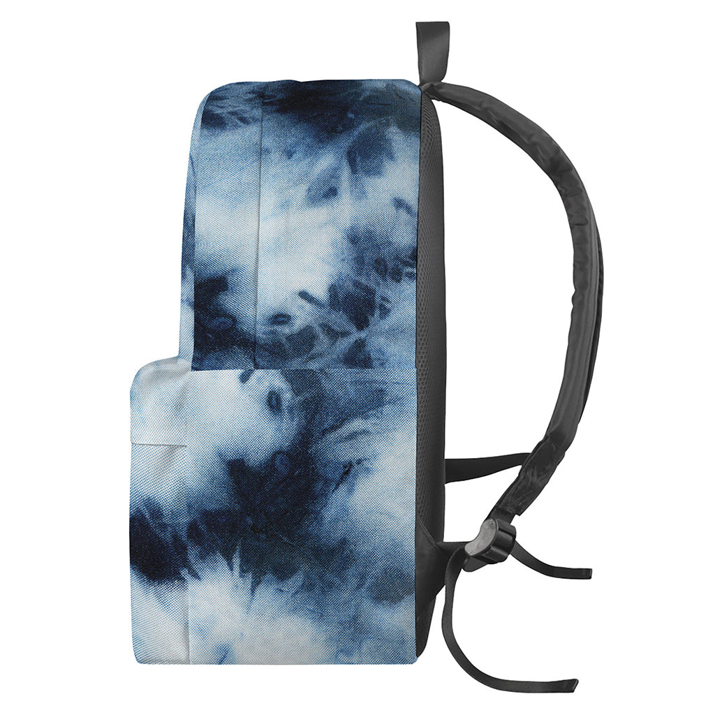 Blue And Black Acid Wash Tie Dye Print Backpack