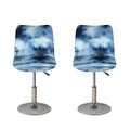 Blue And Black Acid Wash Tie Dye Print Bar Stool Covers