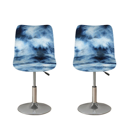 Blue And Black Acid Wash Tie Dye Print Bar Stool Covers