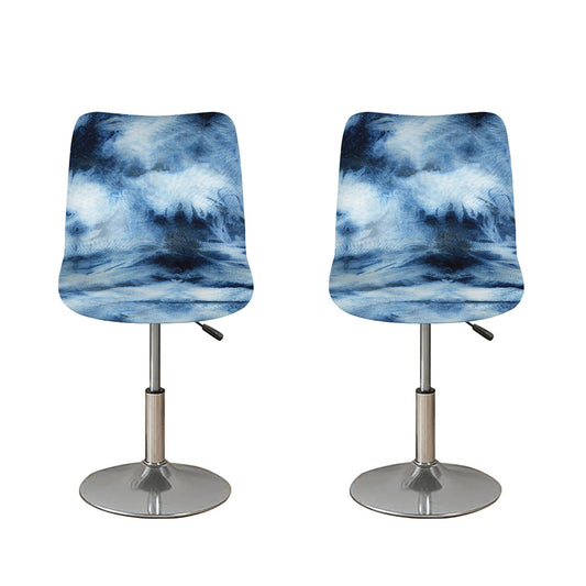 Blue And Black Acid Wash Tie Dye Print Bar Stool Covers