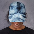 Blue And Black Acid Wash Tie Dye Print Baseball Cap