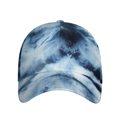 Blue And Black Acid Wash Tie Dye Print Baseball Cap
