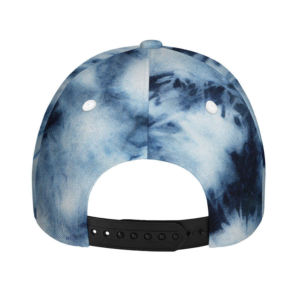 Blue And Black Acid Wash Tie Dye Print Baseball Cap