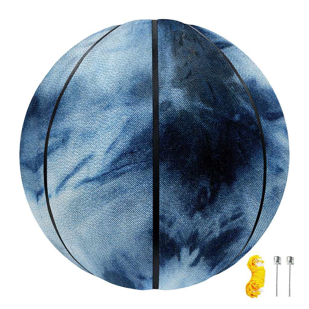 Blue And Black Acid Wash Tie Dye Print Basketball