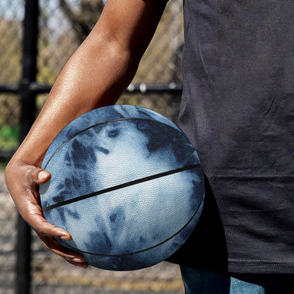 Blue And Black Acid Wash Tie Dye Print Basketball