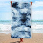 Blue And Black Acid Wash Tie Dye Print Beach Towel