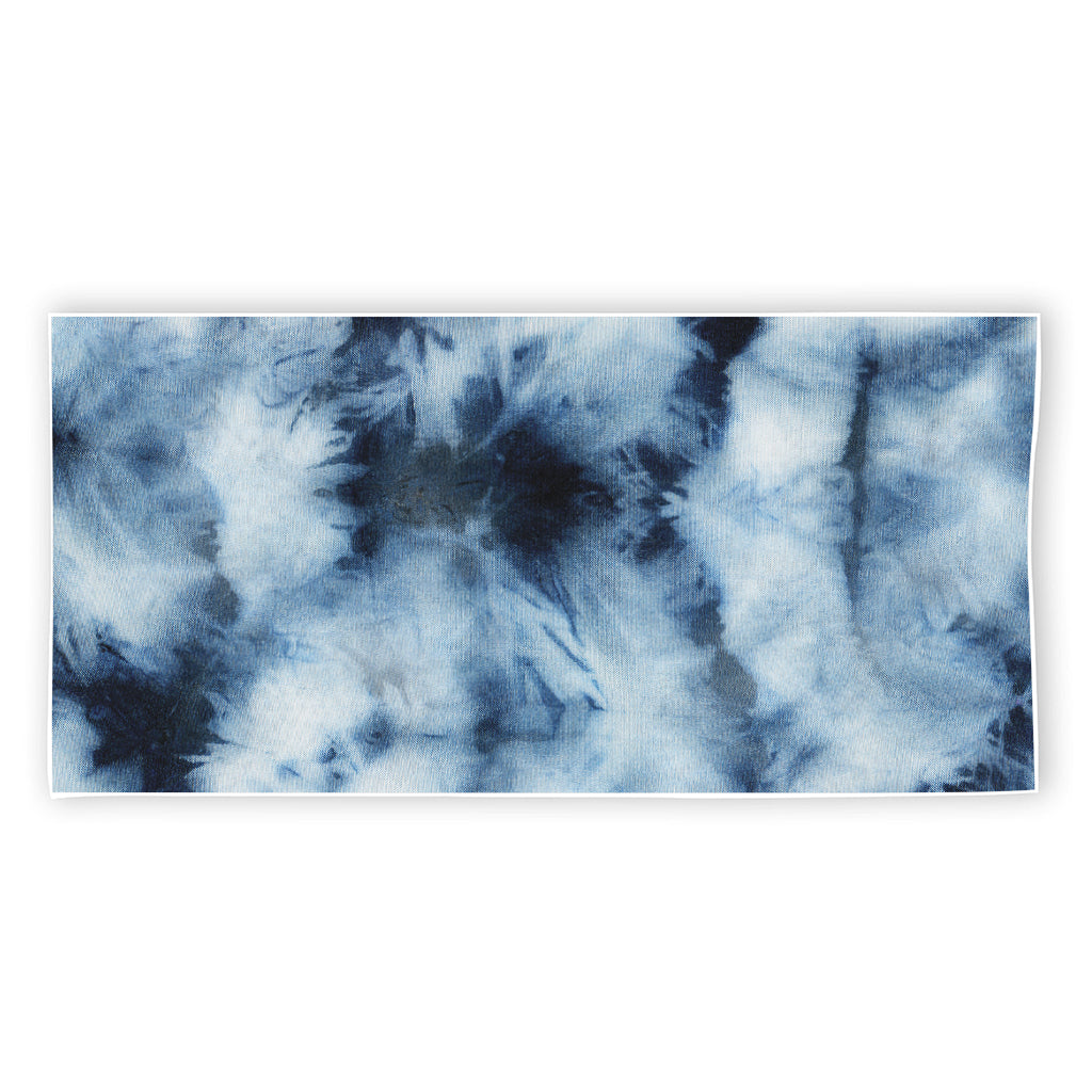 Blue And Black Acid Wash Tie Dye Print Beach Towel