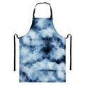 Blue And Black Acid Wash Tie Dye Print Bib Apron With Pocket