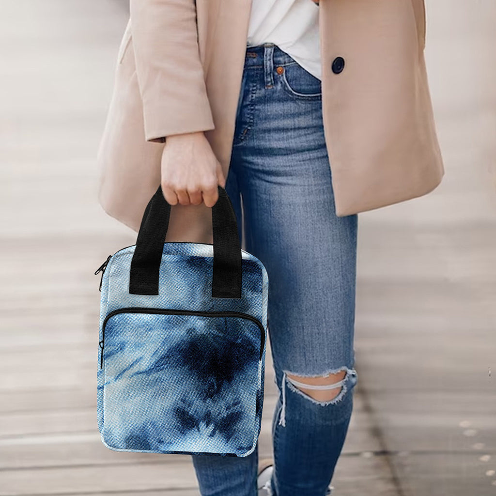 Blue And Black Acid Wash Tie Dye Print Bible Tote Bag
