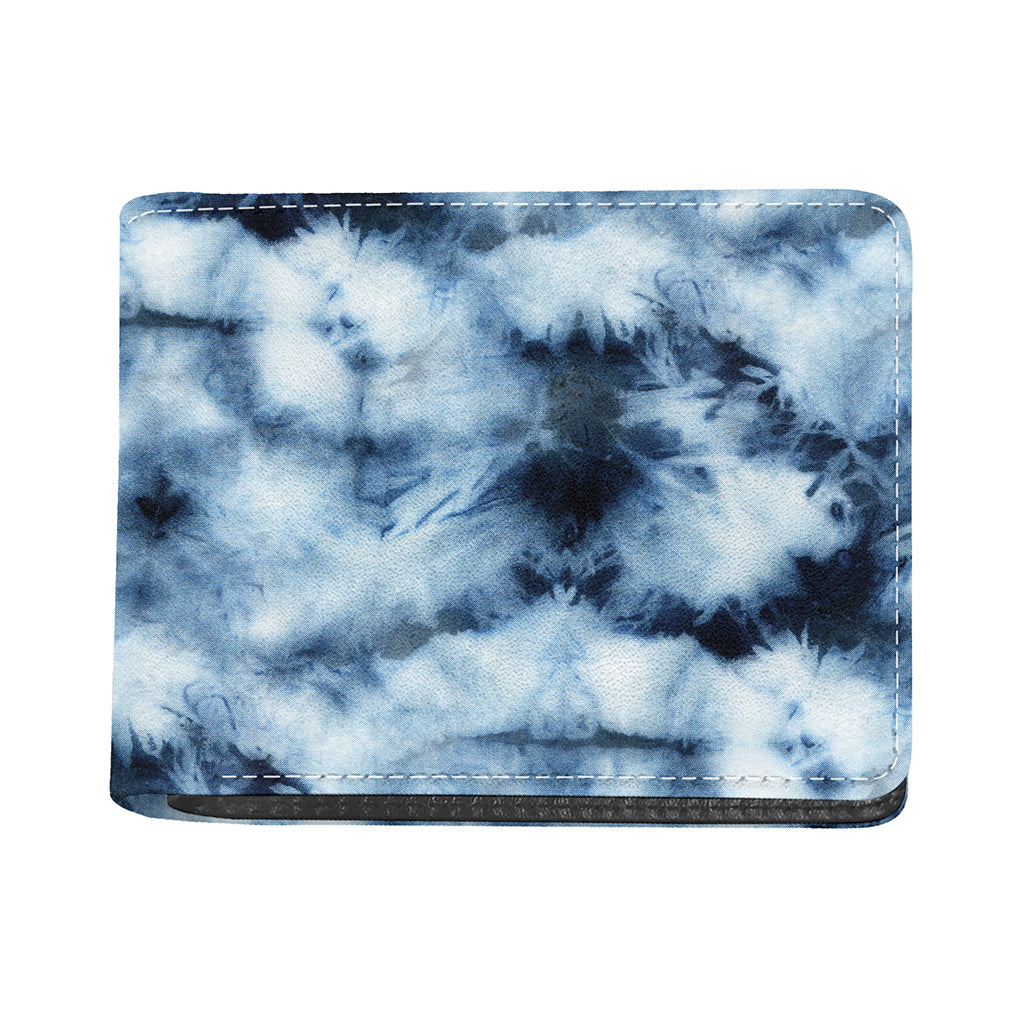 Blue And Black Acid Wash Tie Dye Print Bifold Wallet