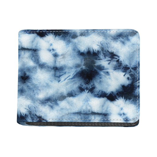 Blue And Black Acid Wash Tie Dye Print Bifold Wallet