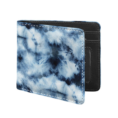 Blue And Black Acid Wash Tie Dye Print Bifold Wallet