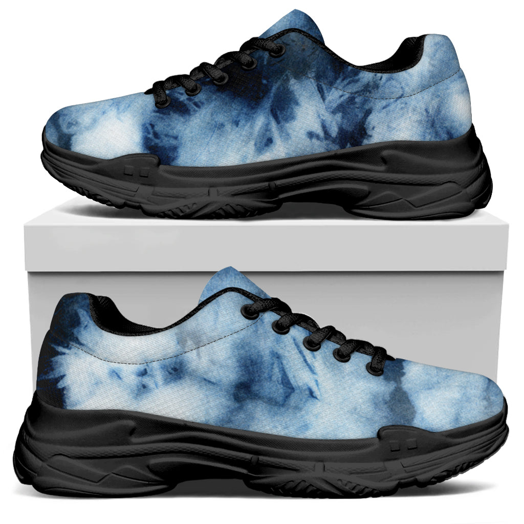 Blue And Black Acid Wash Tie Dye Print Black Chunky Shoes