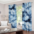 Blue And Black Acid Wash Tie Dye Print Dimout Grommet Curtains