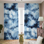 Blue And Black Acid Wash Tie Dye Print Blackout Pencil Pleat Curtains