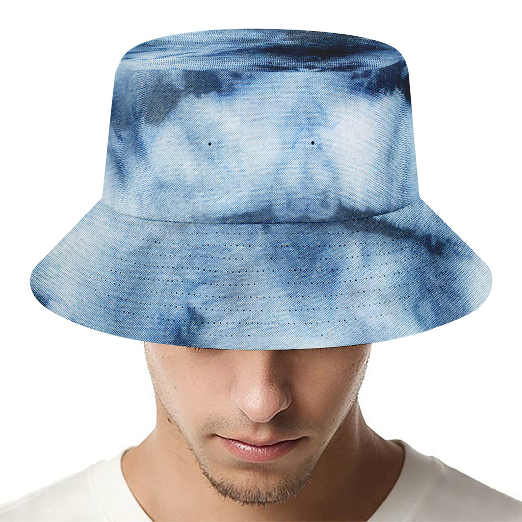 Blue And Black Acid Wash Tie Dye Print Bucket Hat