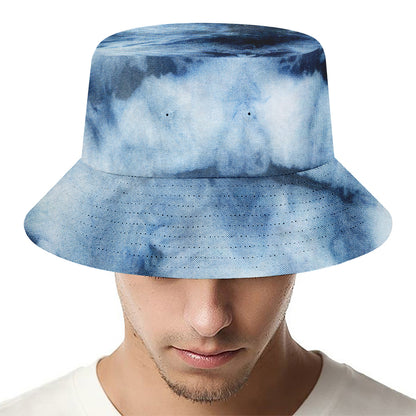 Blue And Black Acid Wash Tie Dye Print Bucket Hat