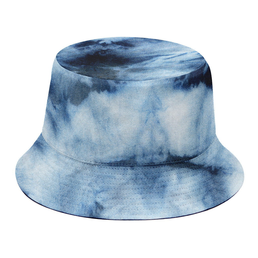 Blue And Black Acid Wash Tie Dye Print Bucket Hat